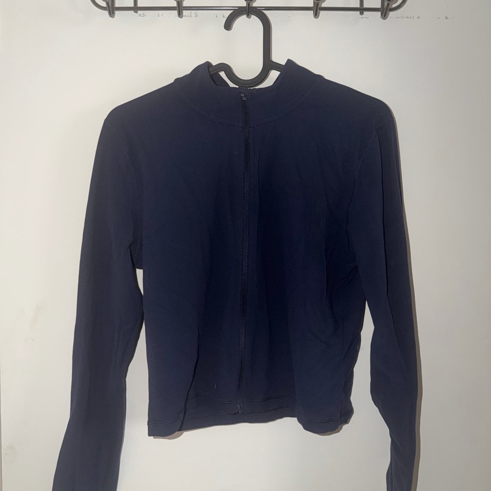 TNA Navy Athletoc Zip-Up Long Sleeve Crop*